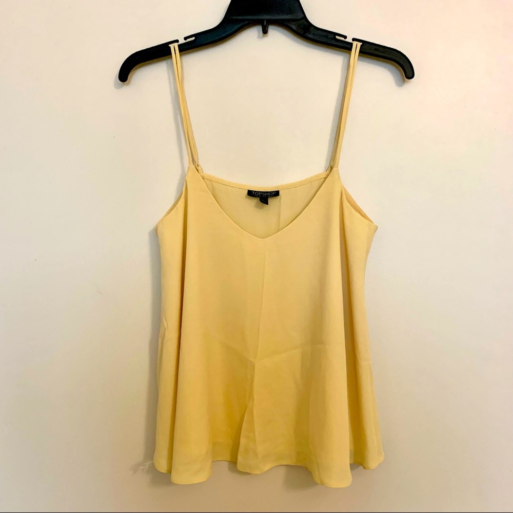 Women's TOPSHOP Camisole Tank Top Crop Shirt Size 6 Yellow Excellent